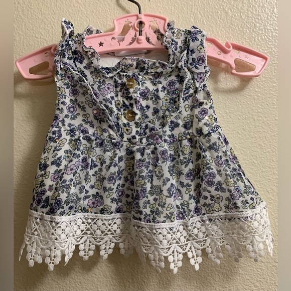 Little Lass Baby Floral Sequin Dress-Girl’s Size 0-3 Months-Lace Buttons - Picture 1 of 8